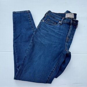 Everlane Blue Denim Jeans with Tan Leather Patch